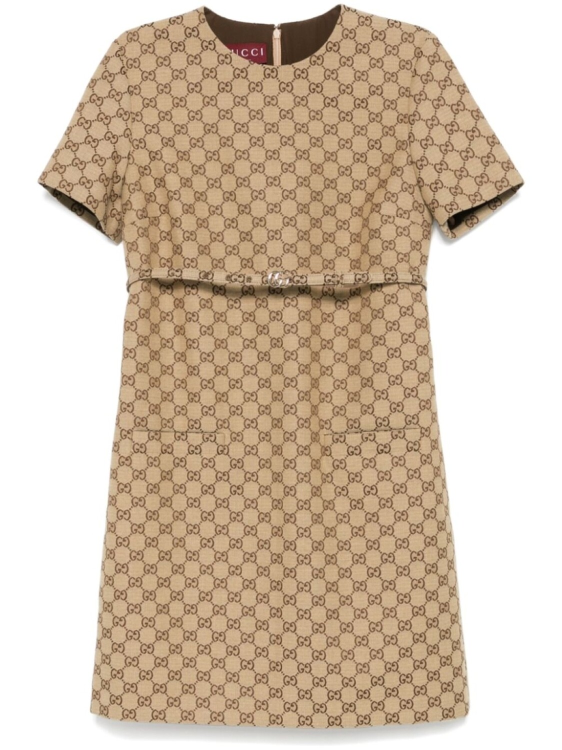 

Gucci платье мини с узором GG Supreme, коричневый