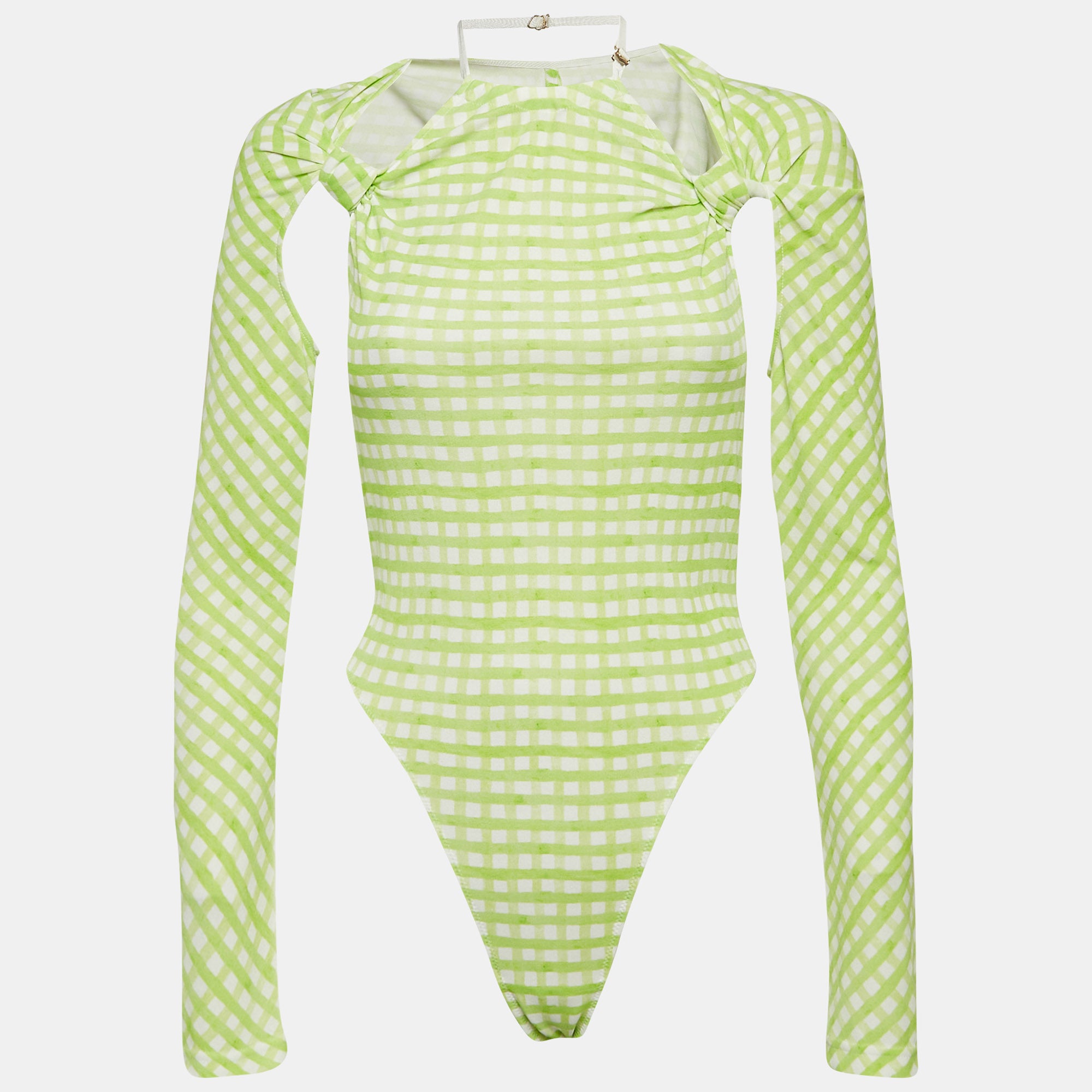 Боди Jacquemus Le Body Nodi в зеленую клетку, джерси