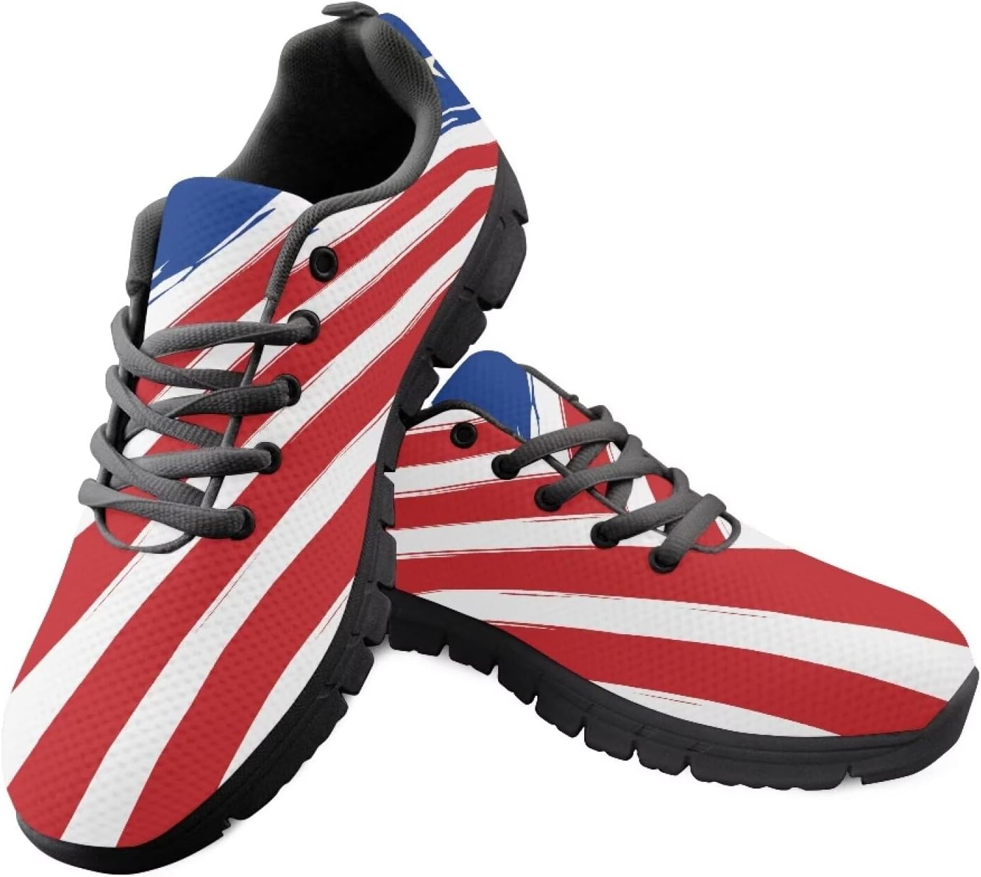 

HUGS IDEA Кроссовки для бега с британским флагом для мужчин Легкие прогулочные обувь, American Flag Print