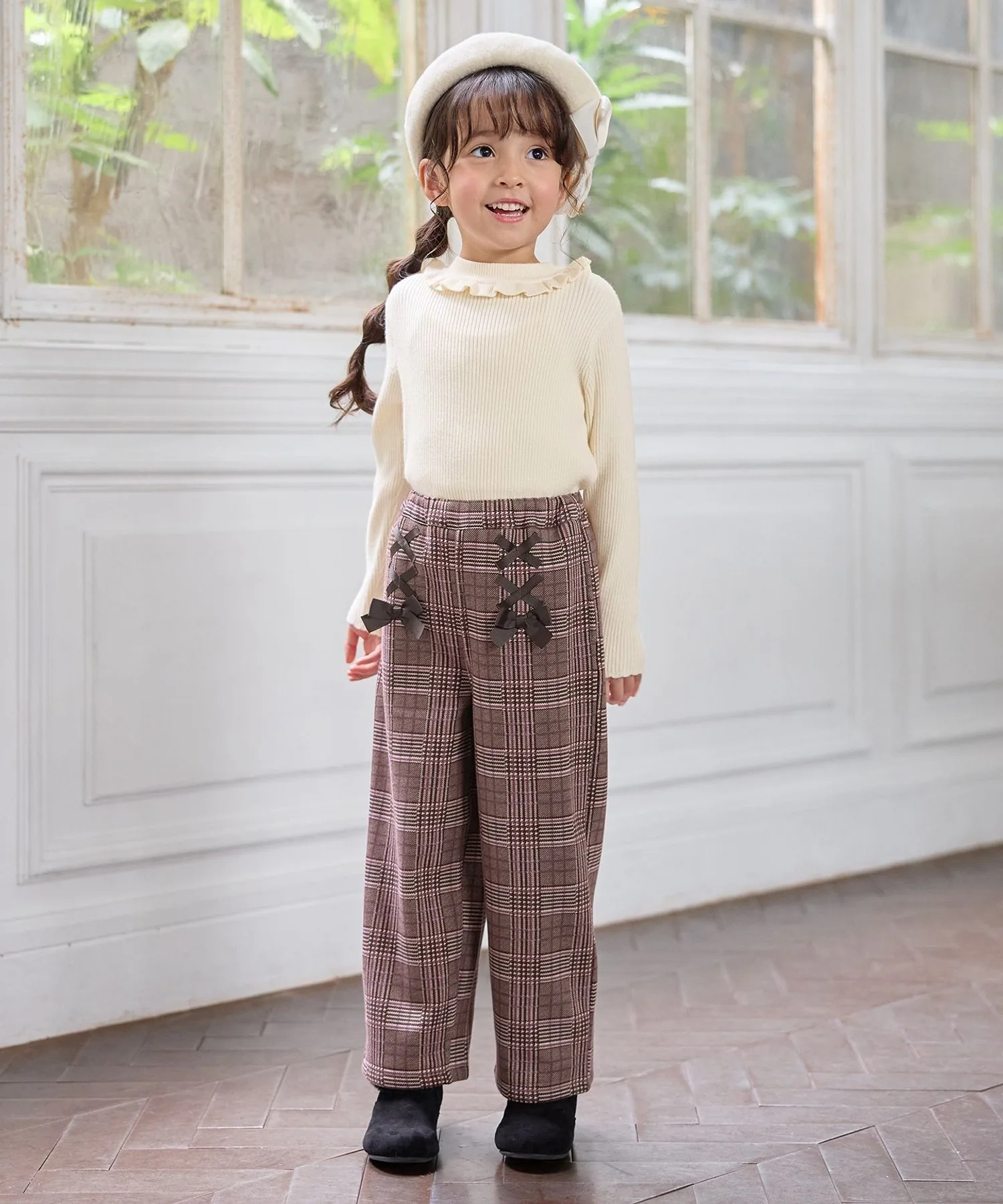Детские штаны широкие с кружевом и флисом внутри ANY KIDS PRFSGW0536 черные — фото 4