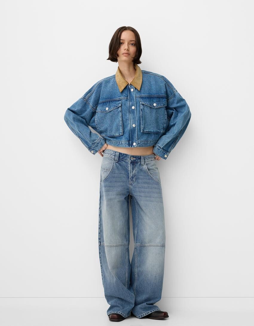 

Свободные мешковатые джинсы Bershka, синий