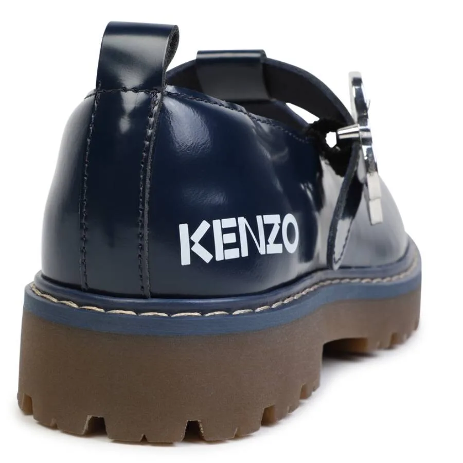 Детские кожаные туфли Mary-Janes с пряжкой Kenzo, темно-синий — фото 3