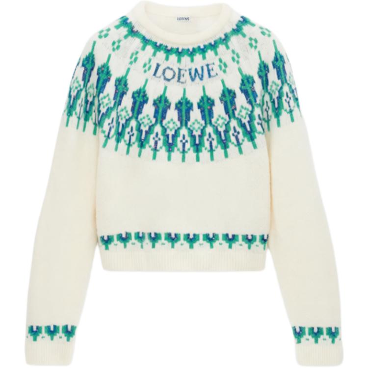 Свитер с узором Fairisle и логотипом LOEWE, зеленый — фото 3