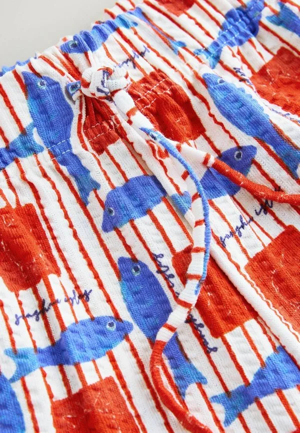Шорты прямого кроя с поясом на завязках Next, Red Blue Fish Print — фото 2