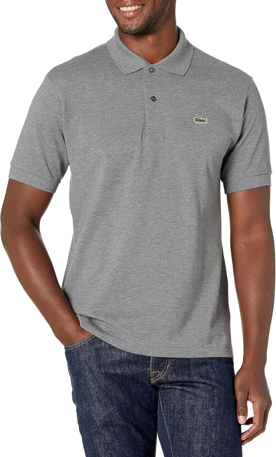 

Lacoste мужская классическая поло L.12.12 с коротким рукавом, зеленый крокодил, Heather Lead