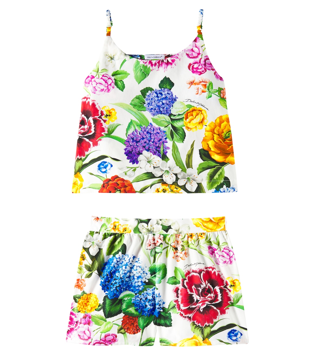 

Комплект из хлопковой рубашки и шорт с цветочным принтом Dolce&Gabbana Kids, Mix Fiori F.Bco