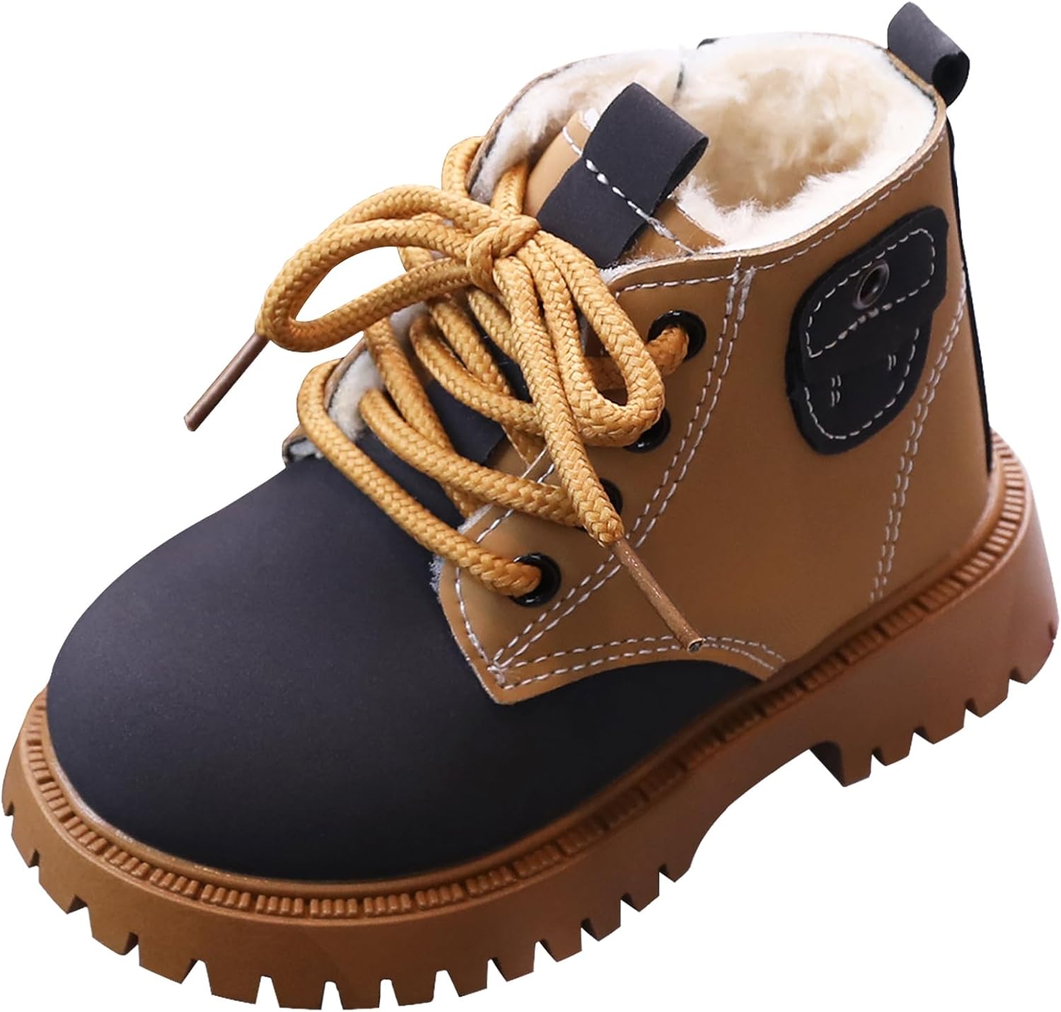 

Счастливые детские ботинки Happy Cherry для мальчиков, осень-зима, удобные ботинки на шнуровке, высокие ботинки до щиколотки для малышей девочек, Fur Lined/Black