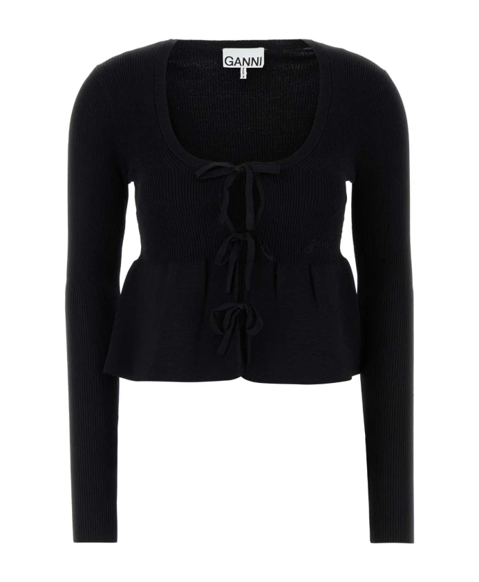 

Черный кардиган из эластичной вискозы Ganni, черный