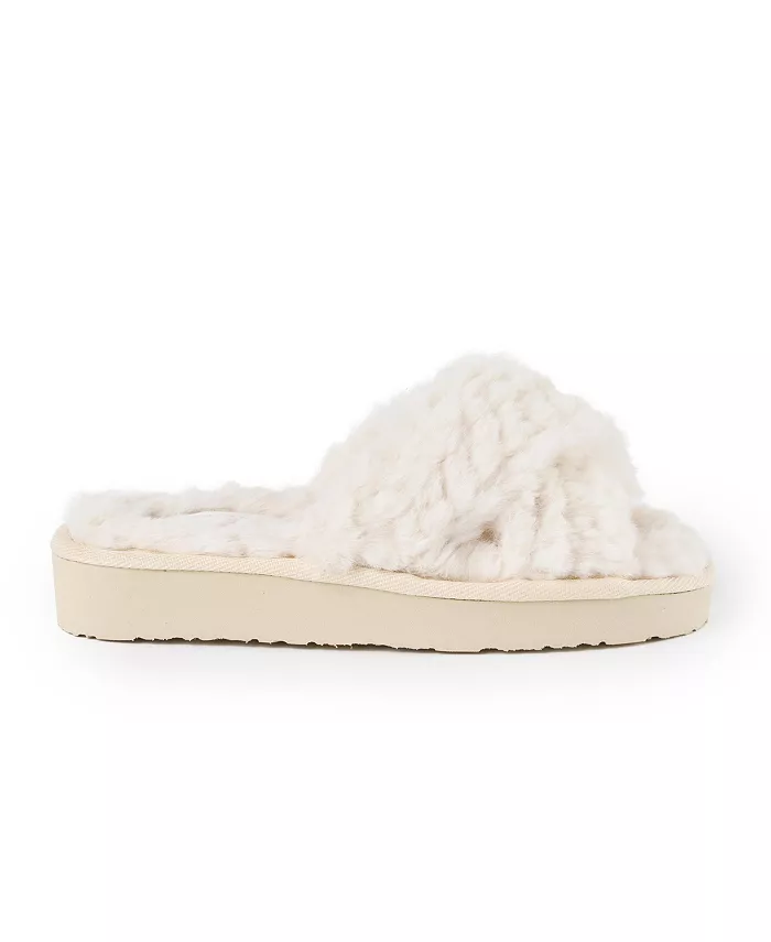 Женские тапочки с перекрестными ремешками из искусственного меха Teddy Minnetonka, загар/бежевый — фото 2
