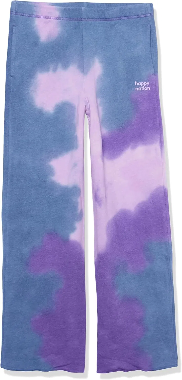 Спортивные штаны Happy Nation Girls' Happy Nation Wide Leg, Optic White Multi Tie Dye