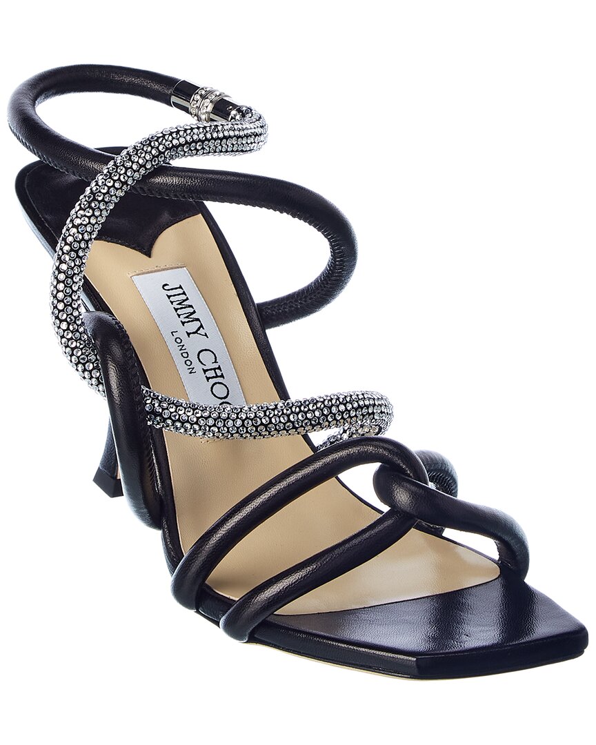 Джимми Чу Лонни 90 Кожаные сандалии Jimmy Choo, черный