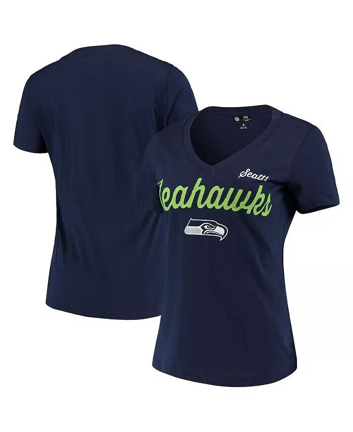 

Женская темно-синяя футболка с v-образным вырезом Seattle Seahawks Post Season G-Iii 4Her By Carl Banks
