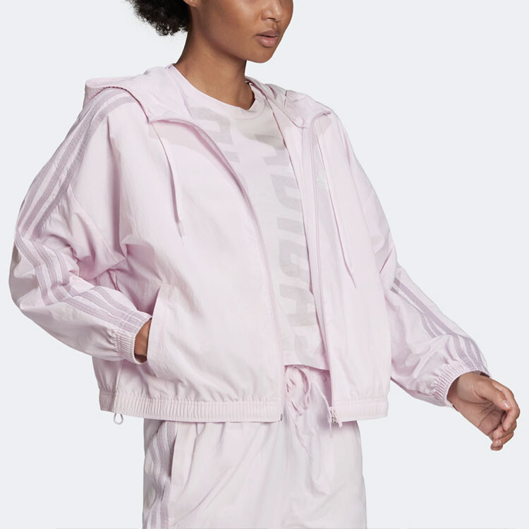 ESSENTIALS REPEAT LOGO Женская свободная ветровка розового цвета Adidas — фото 2