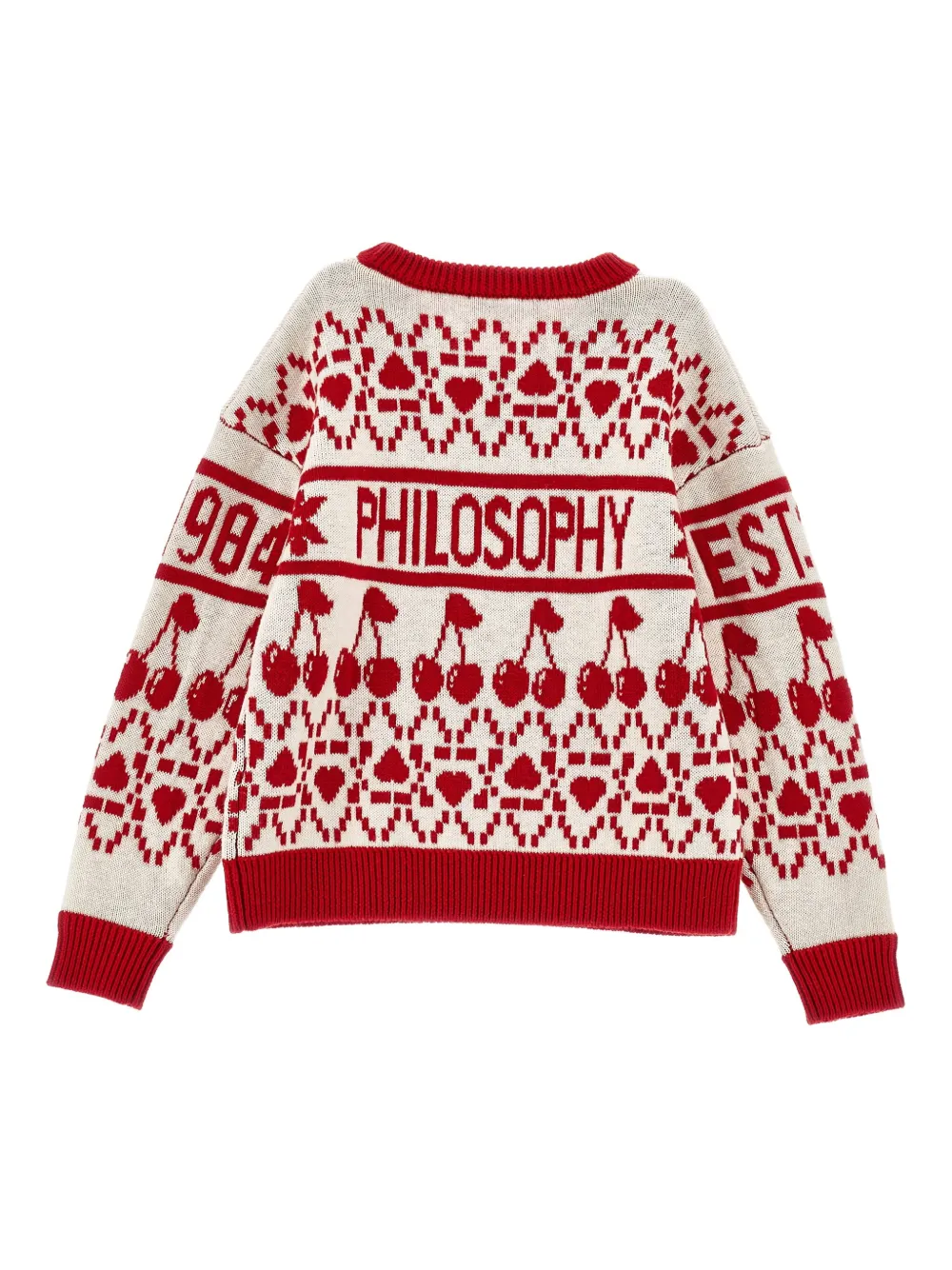 Свитер с вишневым узором Philosophy Di Lorenzo Serafini Kids, красный — фото 2