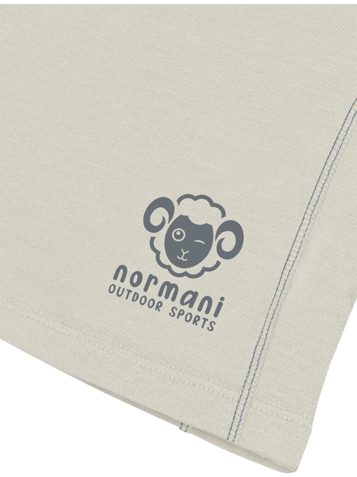 Normani Outdoor Sports Детская футболка с длинным рукавом из мериносовой шерсти с молнией на четверть длины, модель Nyapari, цвет кремовый — фото 4