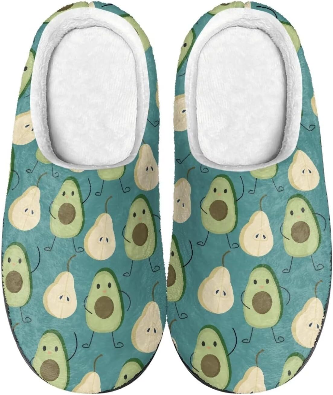 

Мужские и женские нескользящие тапочки, теплые мягкие уютные тапочки из фланели, домашняя обувь для спальни и улицы, размеры 2-12 Zcfygdx, Pear and Avocado Print