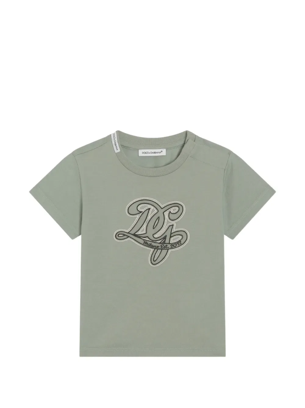 Футболка из джерси с вышивкой DG Dolce & Gabbana Kids, зеленый