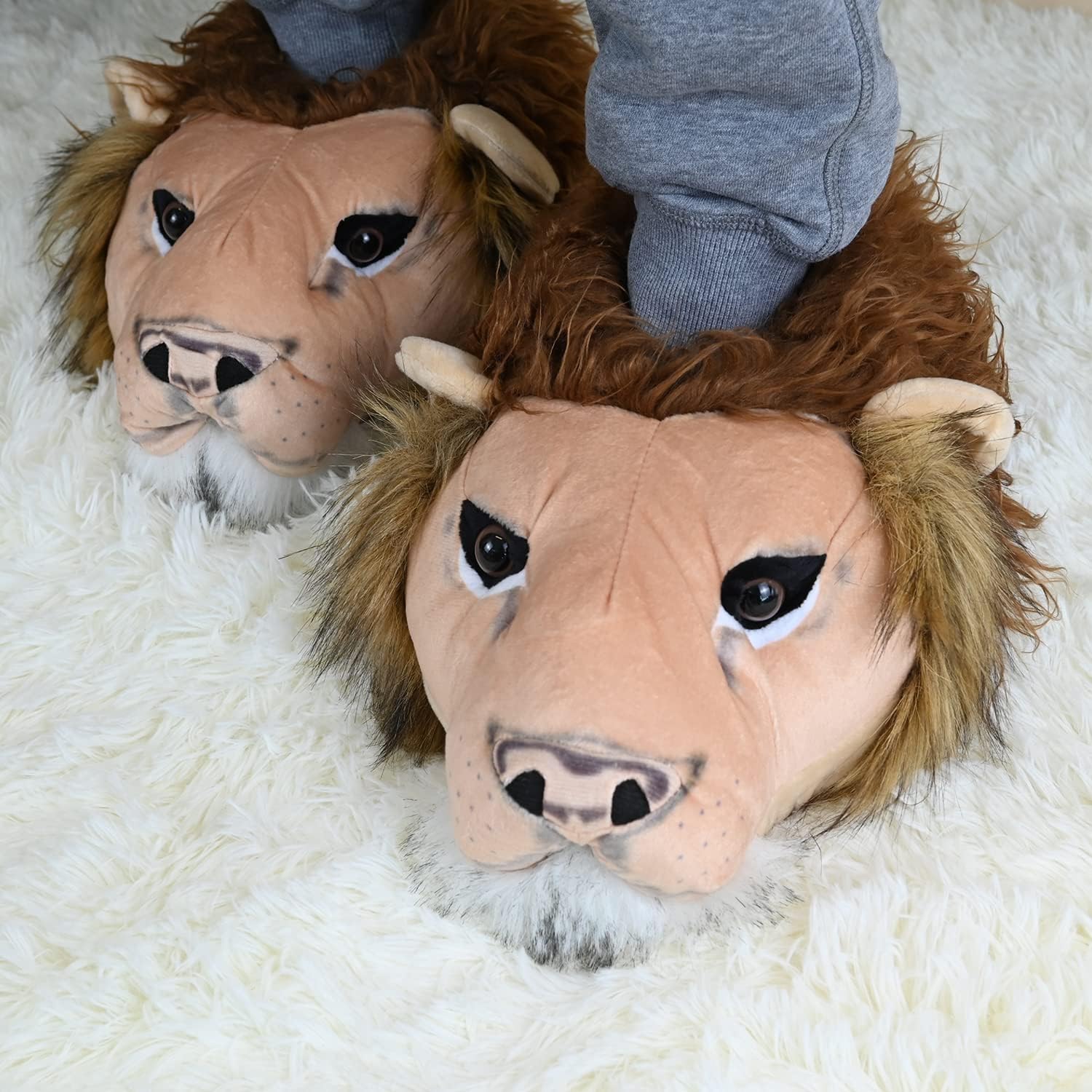 Пушистые зимние тапочки Onmygogo с животными для мужчин и женщин, Lion — фото 2