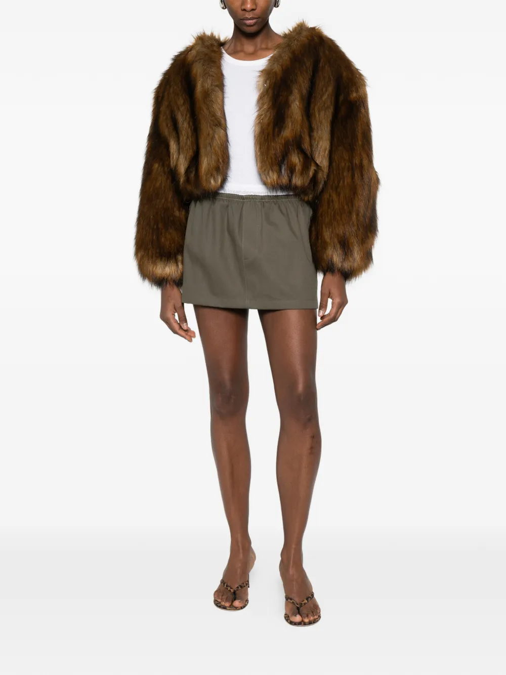 Мини-юбка с логотипом и эластичным поясом Alexander Wang, зеленый — фото 2