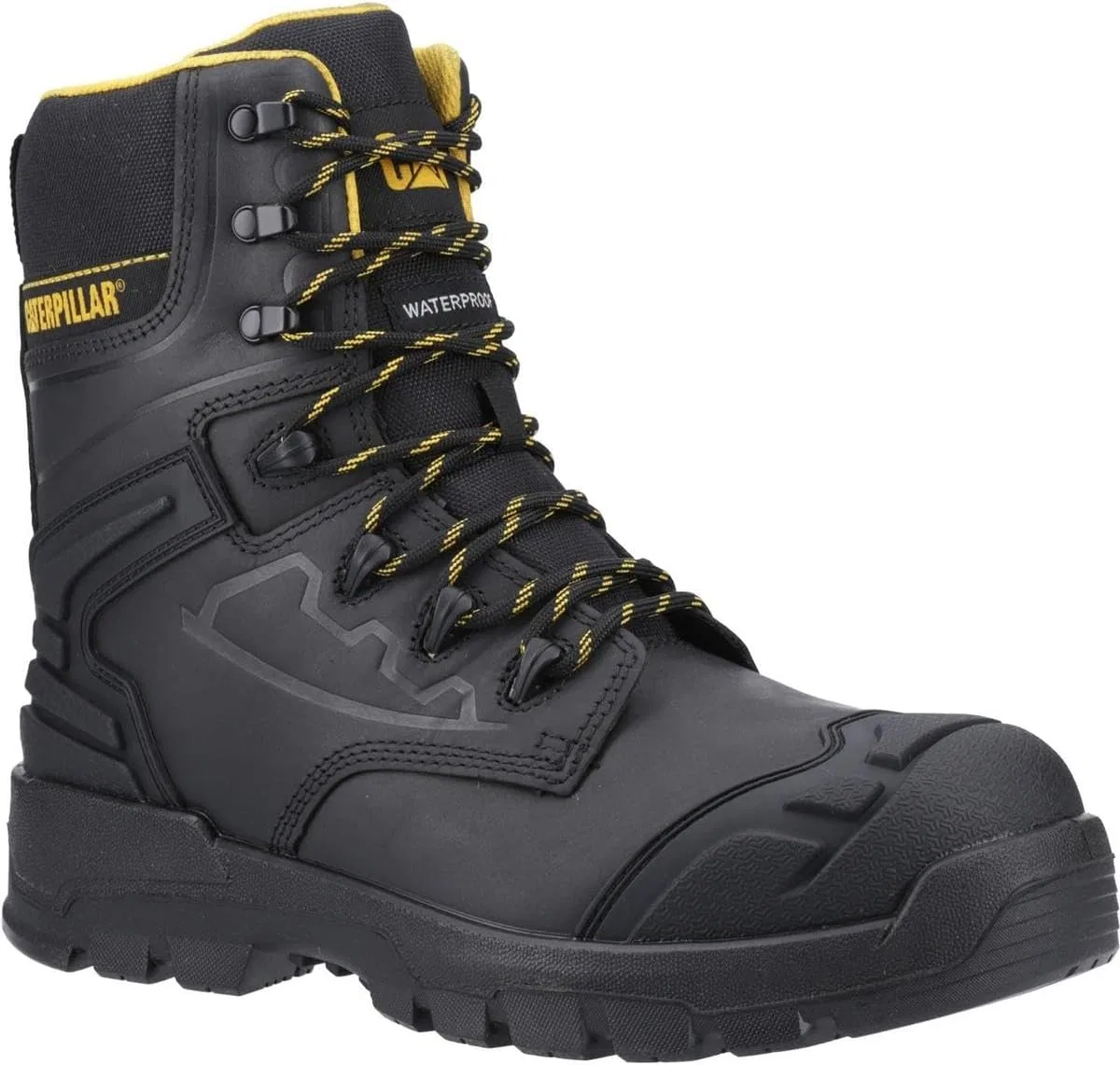 Мужские водонепроницаемые защитные ботинки Caterpillar Striver XL, высота подошвы 8 дюймов, Black Yellow