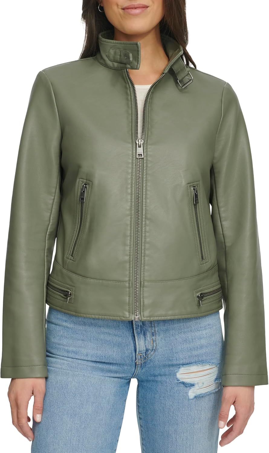 Женская куртка для мотокросса Levi's из искусственной кожи (стандартная и плюс), Sage Latch Collar — фото 2