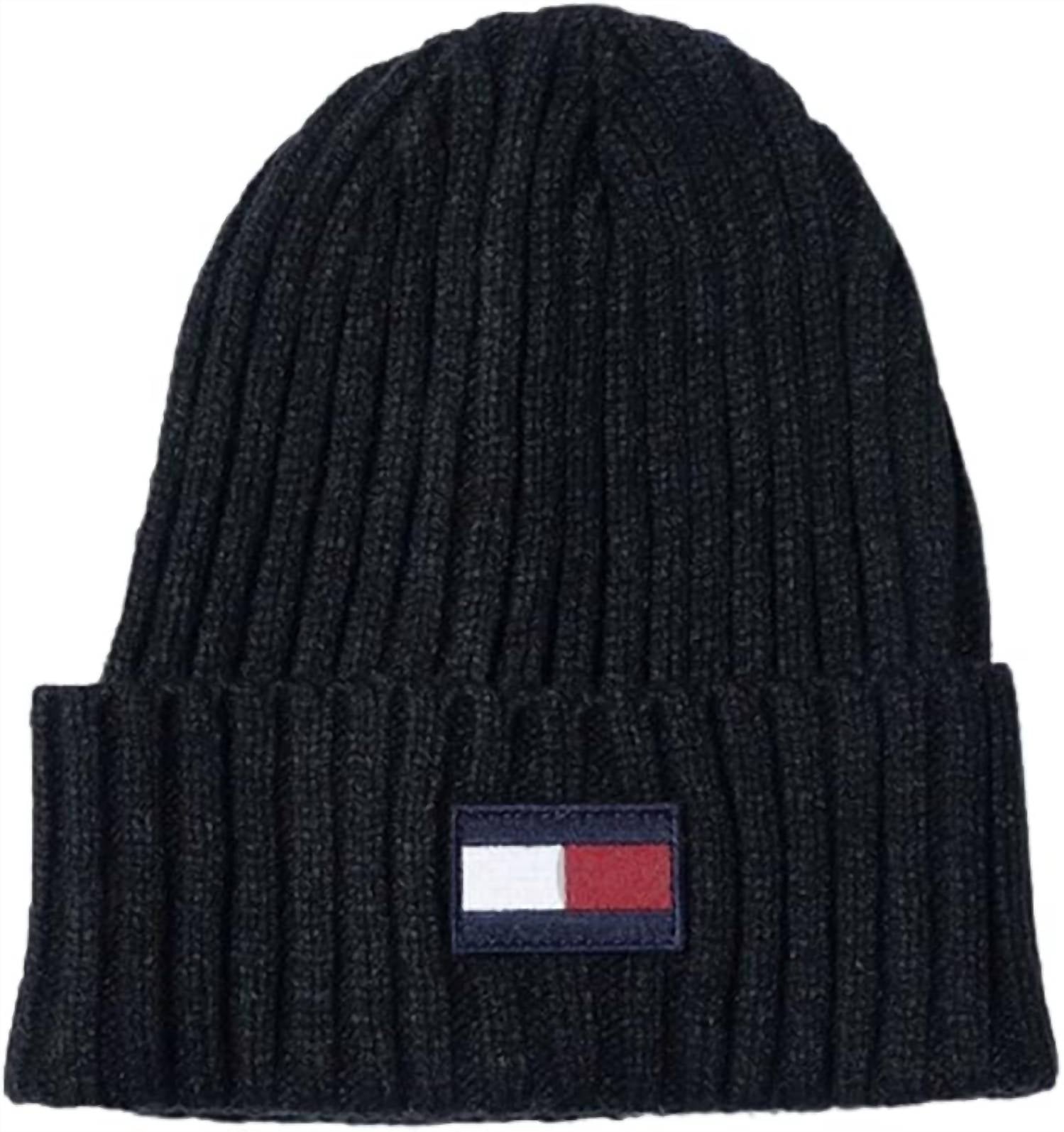 

Мужская флисовая шапка-бини с большим флагом темно-синего цвета Tommy Hilfiger