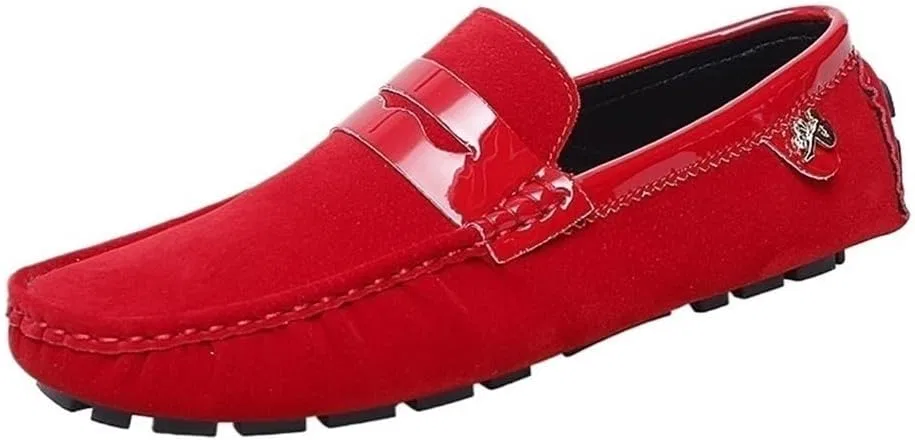 Лоферы мужские, дышащая замша, Slip-On, Красный UOPYNE