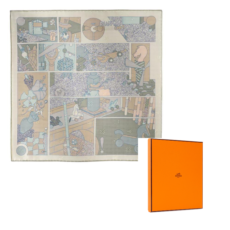 

HERMES Шелковый шарф Mulberry, Apricot Green