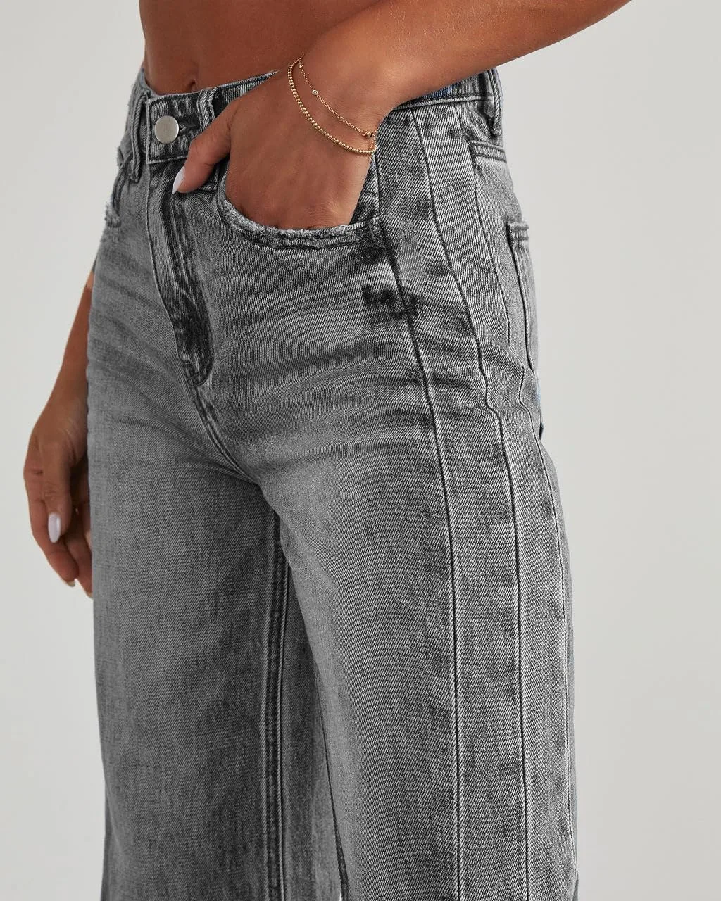 Женские джинсы Wide Leg Baggy Mid High Waisted Casual Straight Stretch Loose Denim Pants Plus Size Vintage — фото 3