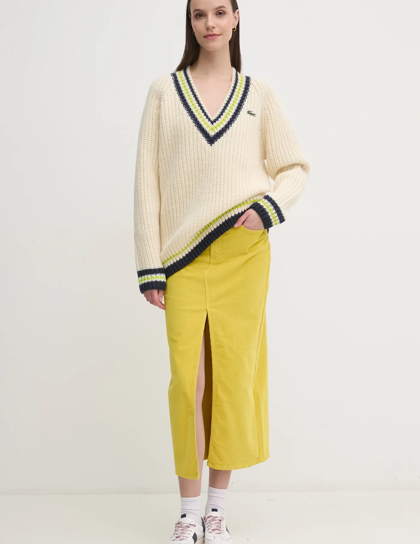 

Шерстяной свитер Lacoste, бежевый