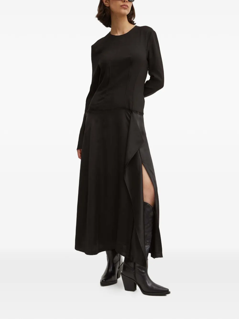 

Платье миди с разрезом и длинными рукавами Moschino Jeans, черный