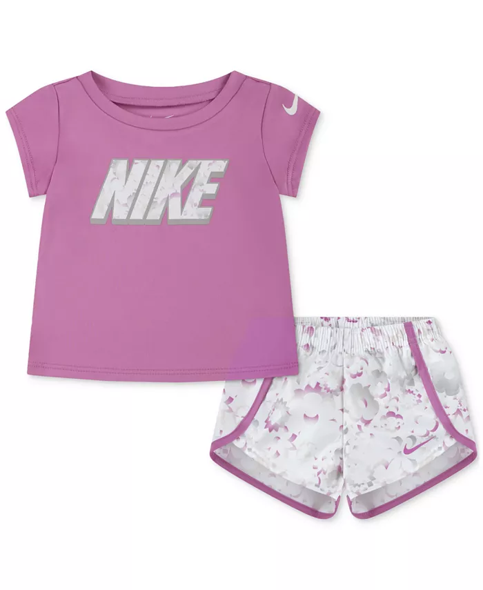 

Детский комплект для девочек: футболка и шорты Dri-FIT Flow-ral, 2 предмета Nike, зеленый