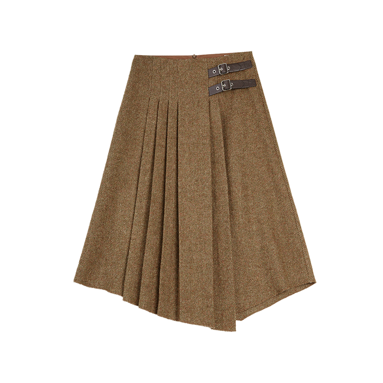 

ELLE Повседневная длинная юбка для женщин темно-коричневая утепленная миди юбка A-силуэта