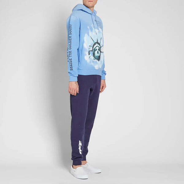 Толстовка statue of liberty cotton long sleeves blue Off-White, синий — фото 4