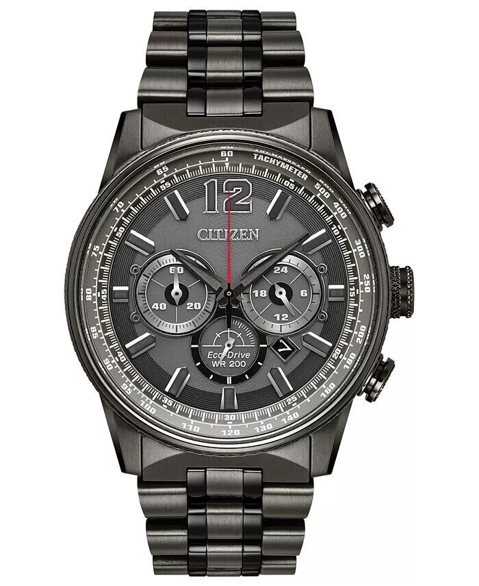 

Eco-Drive Мужские часы с хронографом Nighthawk, серые часы с браслетом из нержавеющей стали, 43 мм Citizen