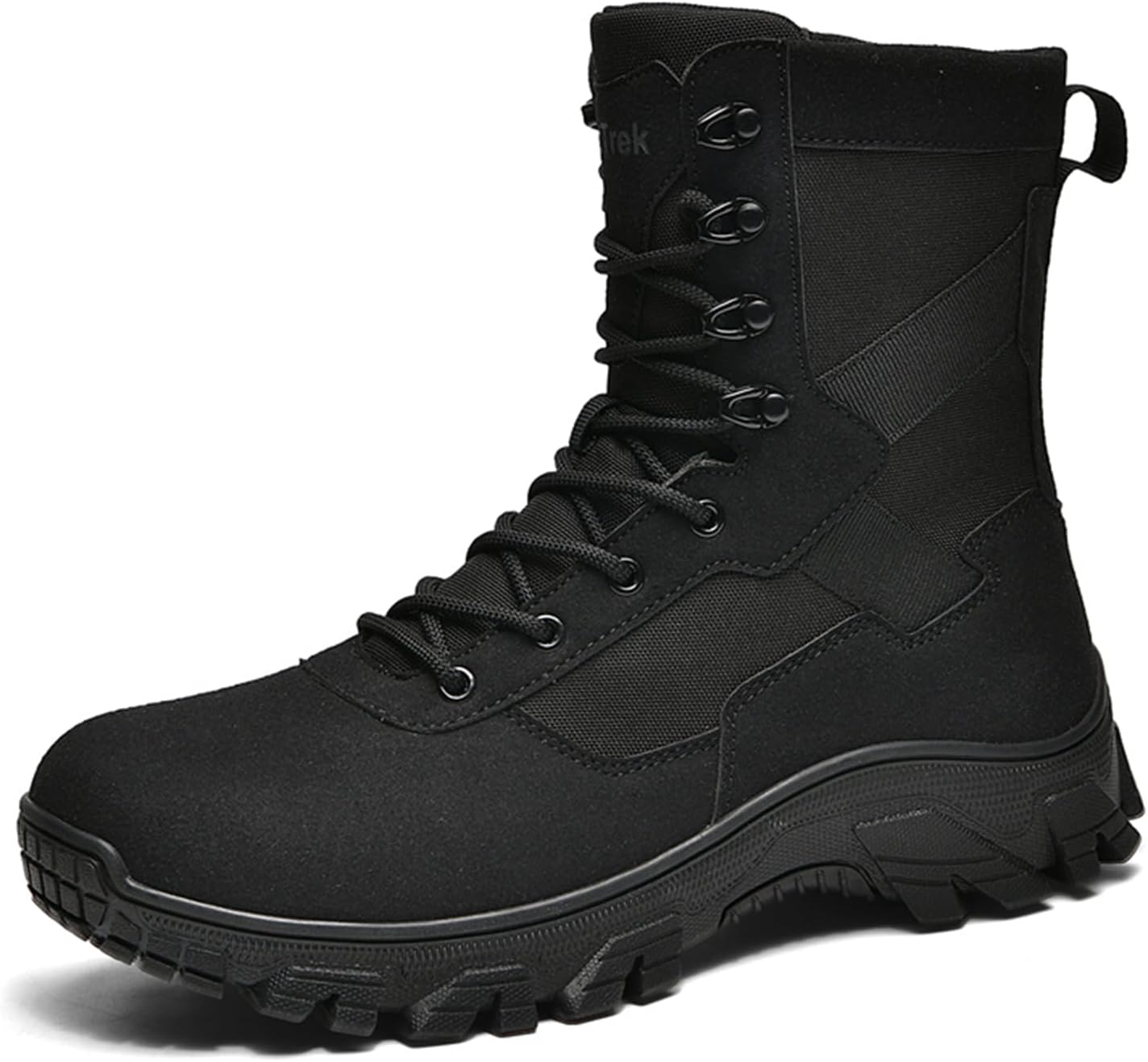 

Мужские тактические сапоги TengfeiFly из замшевой кожи с шнуровкой, 20 см, легкие, дышащие, с противоскользящей подошвой, боковой молнией, поддержкой свода стопы, боевые ботинки для походов, мотоциклетной езды и армейской работы, черный