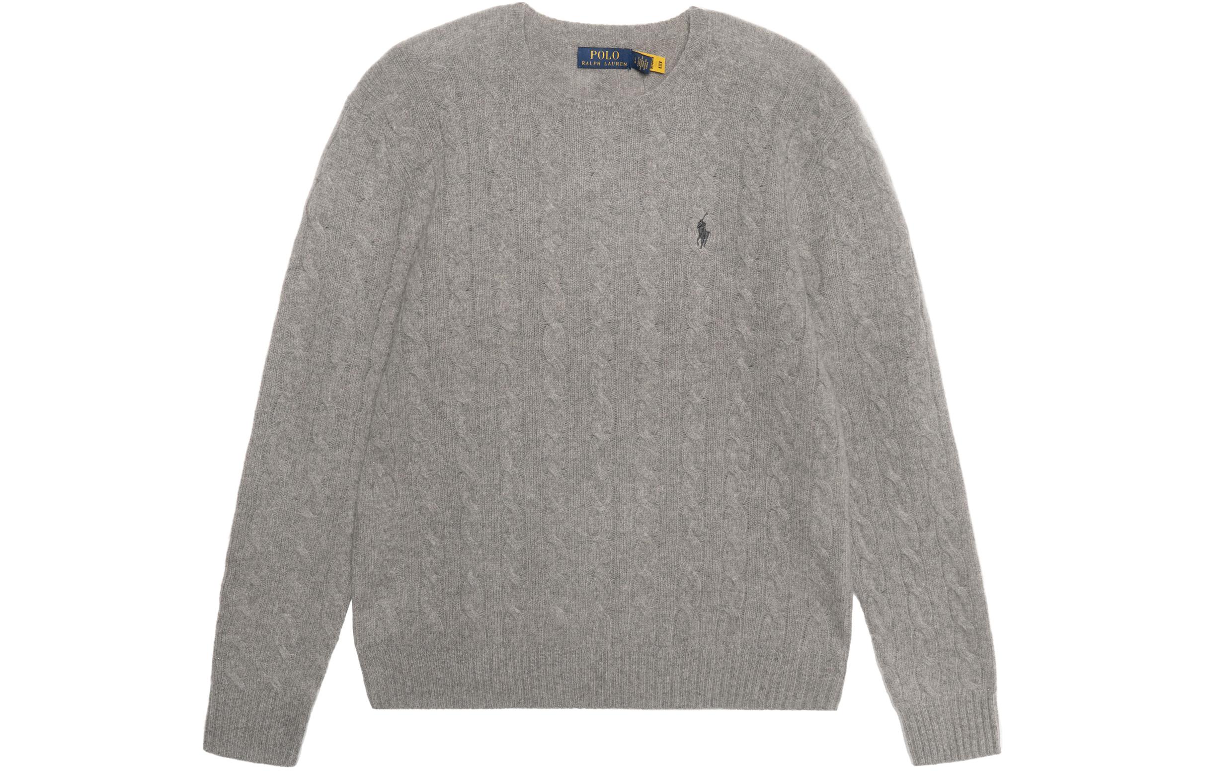 

Футболка поло с вышивкой пони и косой вязкой Polo Ralph Lauren, серый хизер