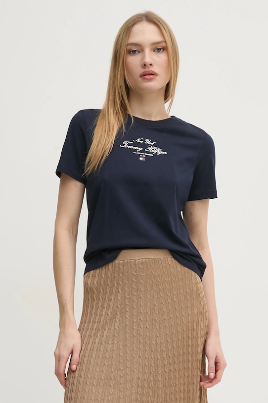 

Хлопковая футболка Tommy Hilfiger, темно-синий