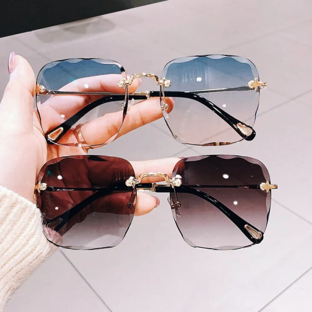 

Женские солнцезащитные очки без оправы, солнцезащитные очки большого размера, очки с градиентным переходом цвета для женщин generic, C2gold-gradientbrown