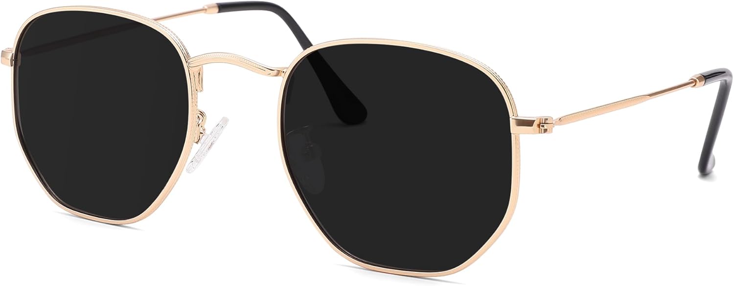 

Поляризованные шестиугольные солнцезащитные очки Pro Acme для женщин и мужчин, квадратная металлическая оправа, защита от УФ-излучения, для вождения и использования на открытом воздухе, 01 Gold Frame/Grey Lens