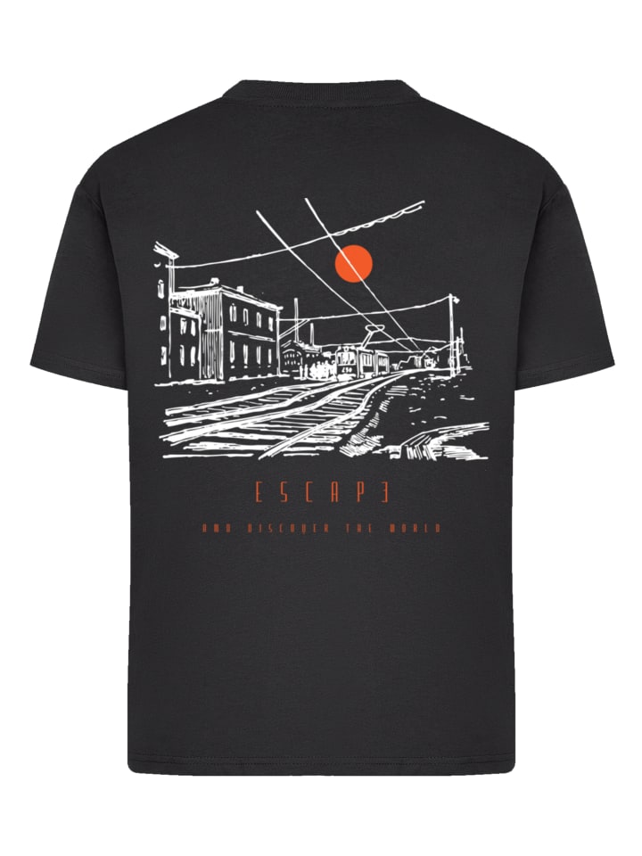 

Женская повседневная футболка Escape. Откройте для себя железнодорожную станцию World Town в черном цвете. F4NT4STIC, Черный, Женская повседневная футболка Escape. Откройте для себя железнодорожную станцию World Town в черном цвете. F4NT4STIC