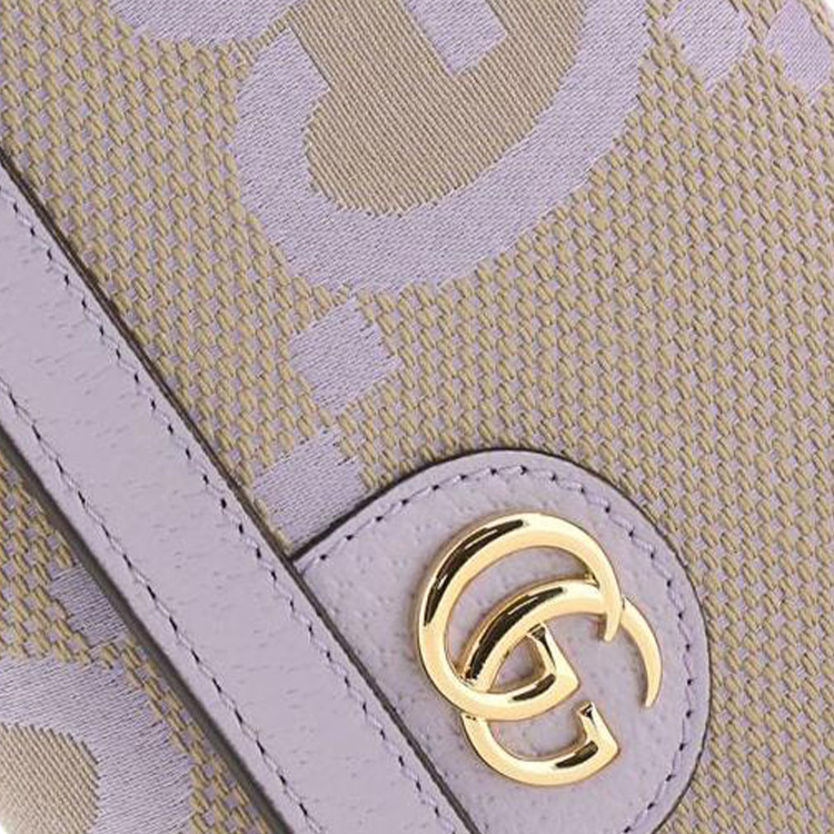 GUCCI Ophidia Canvas With Leather Wallet женский бежевый/светло-фиолетовый — фото 4