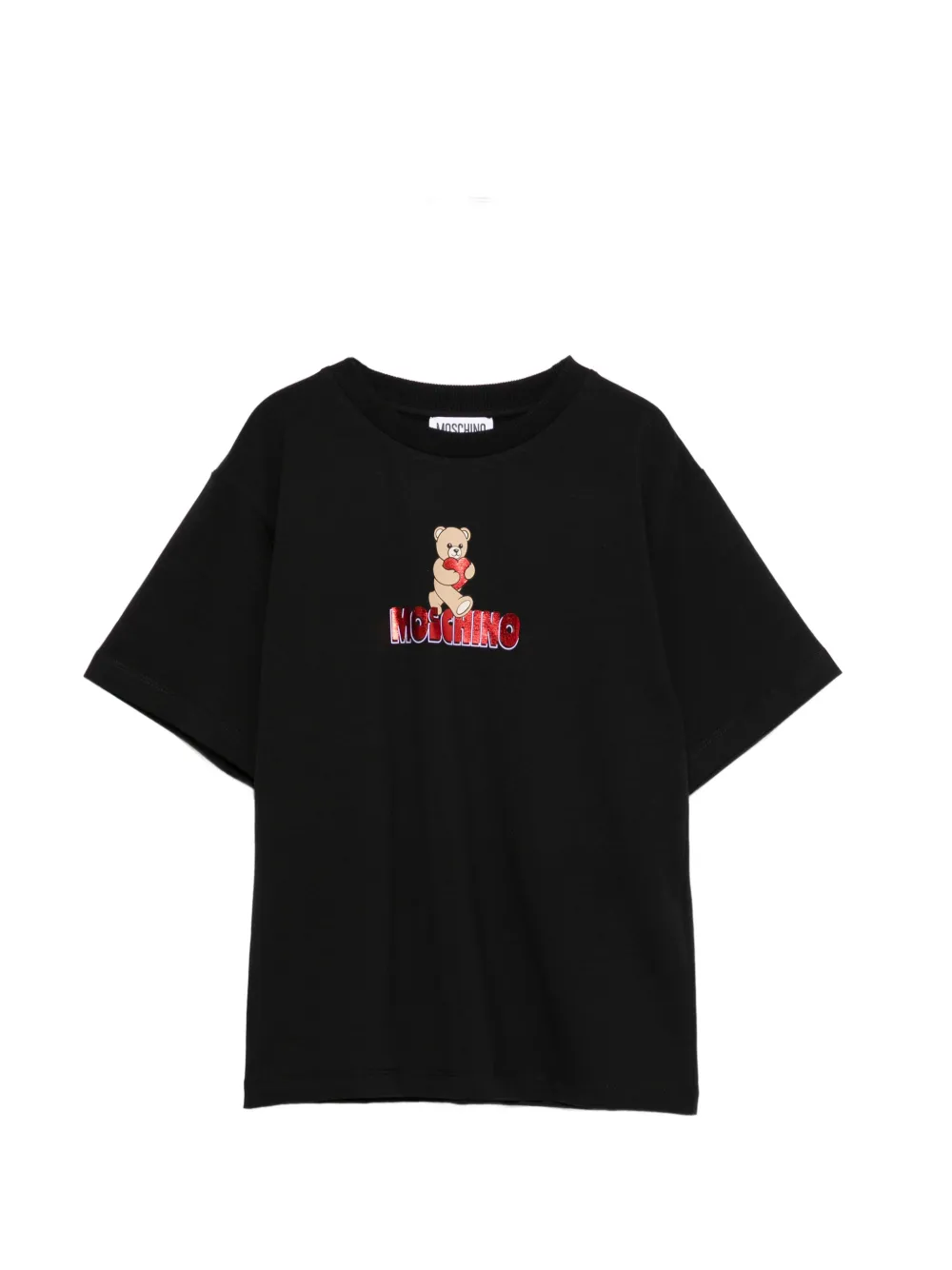 

Футболка с логотипом и мотивом в виде мишки Moschino Kids, черный