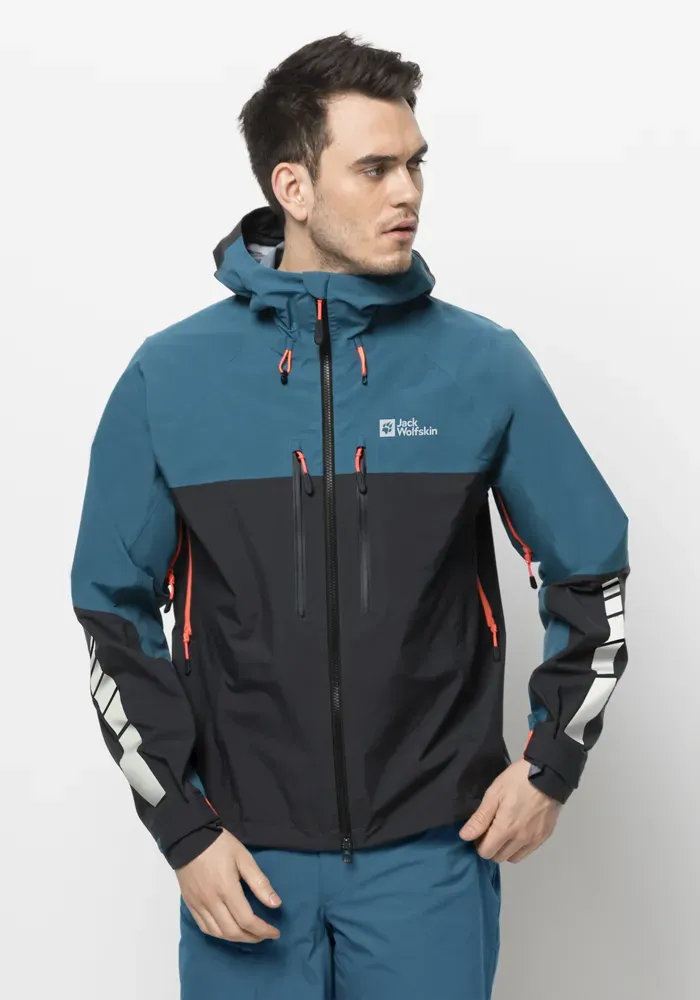 

Велосипедная куртка Jack Wolfskin "MOROBBIA 3L JKT M", с капюшоном, синий