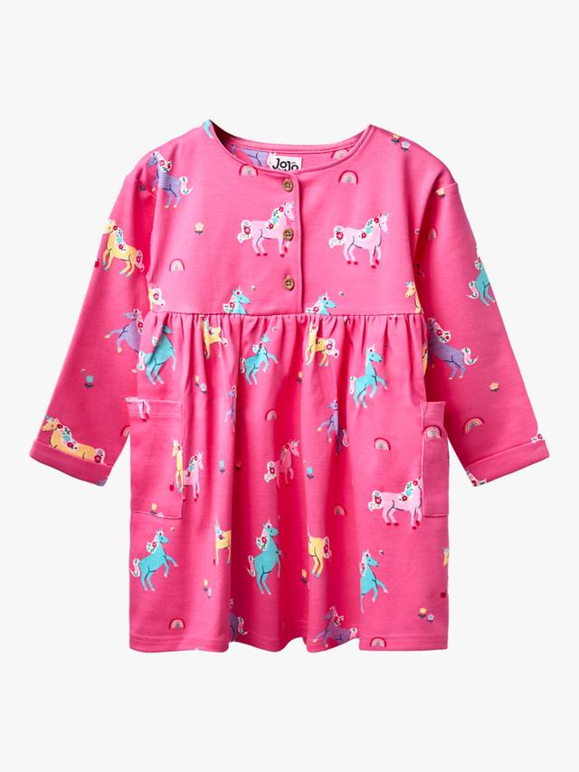 

Детское платье с единорогом из хлопка JoJo Maman Bébé, Fuchsia