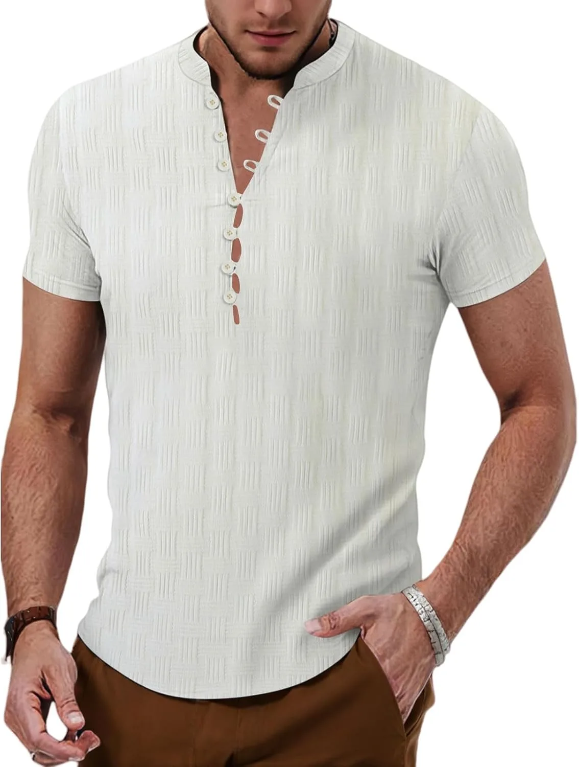 

Мужская повседневная поло-футболка V-образного выреза CHXLQQX