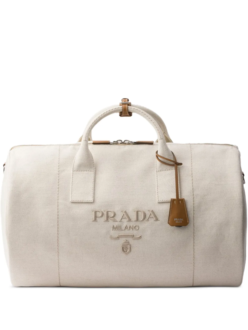 

Сумка с тисненым логотипом Prada, нейтральный