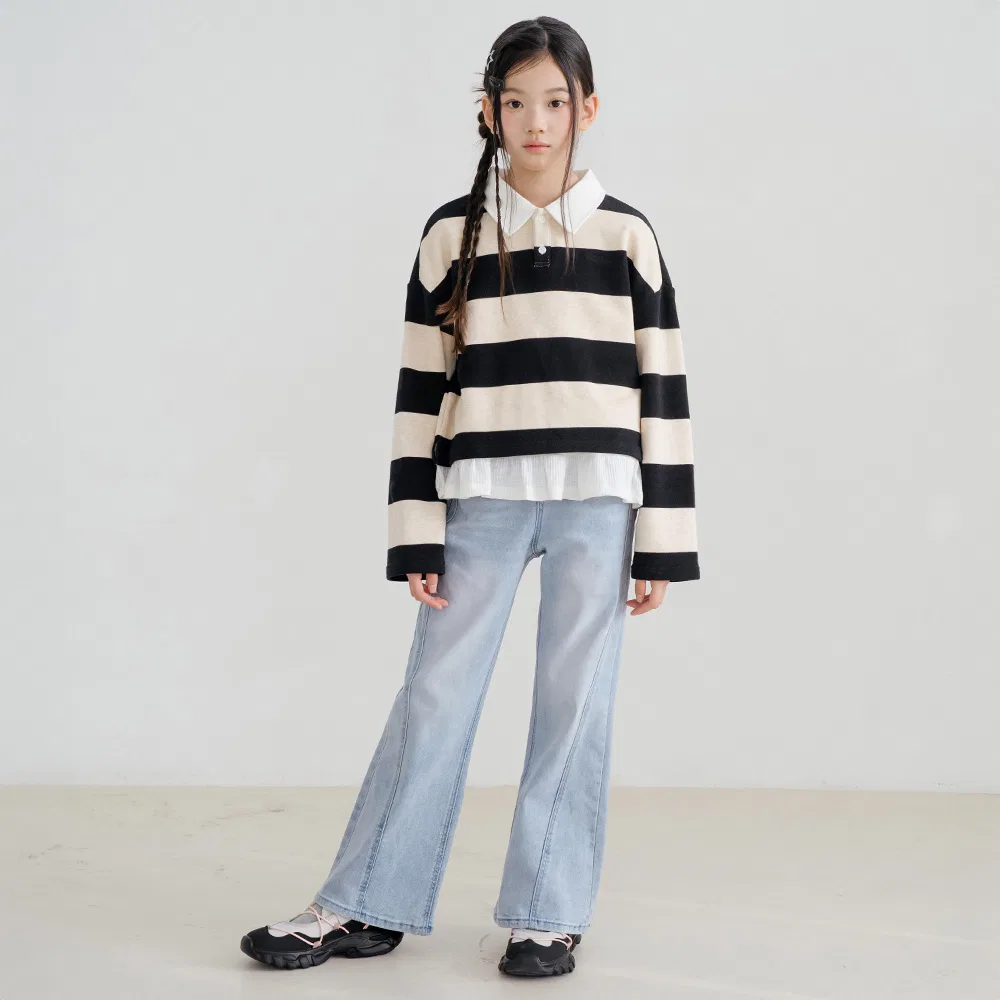 Детская футболка-поло Box Stripe Semi-Crop, чёрная, от Brettailor — фото 3