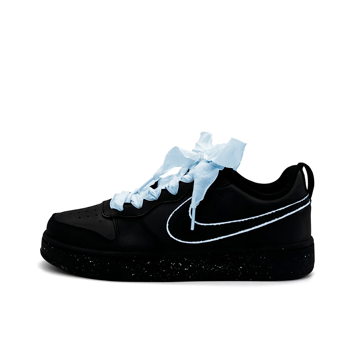 Nike Кроссовки для скейтбординга Court Borough Blue Ink Teal Leather Slip Resistant низкие детские черно-синие