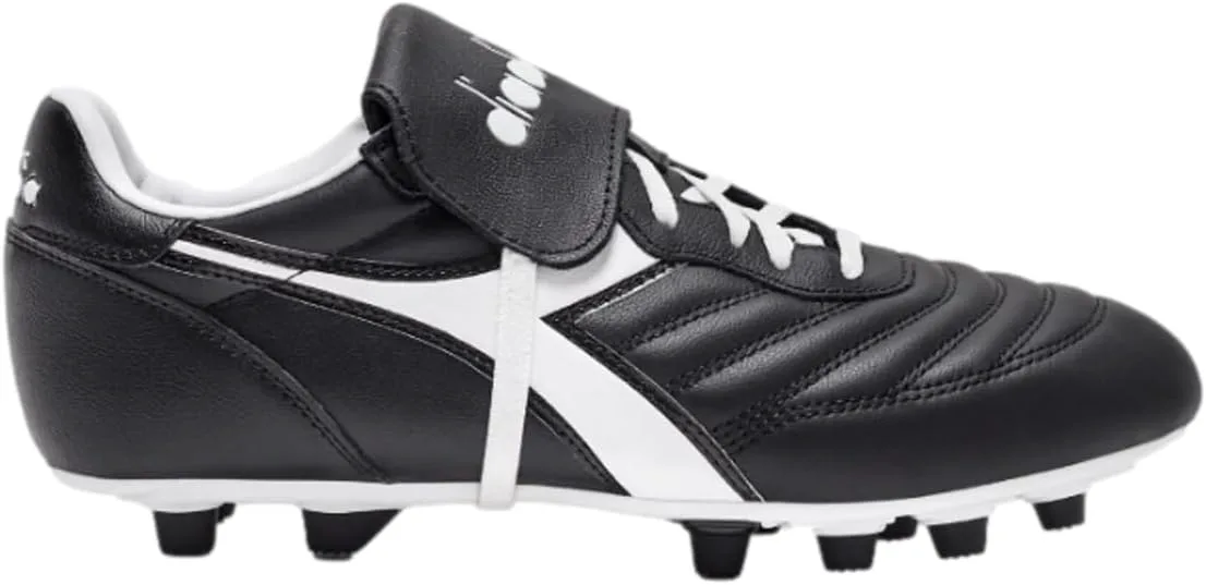 Футбольные бутсы Diadora Brasil OG LT T MDPU для мужчин - ультра-мягкая кожа, водоотталкивающая, подошва для твердого грунта, съемная стелька, черно-белый — фото 3